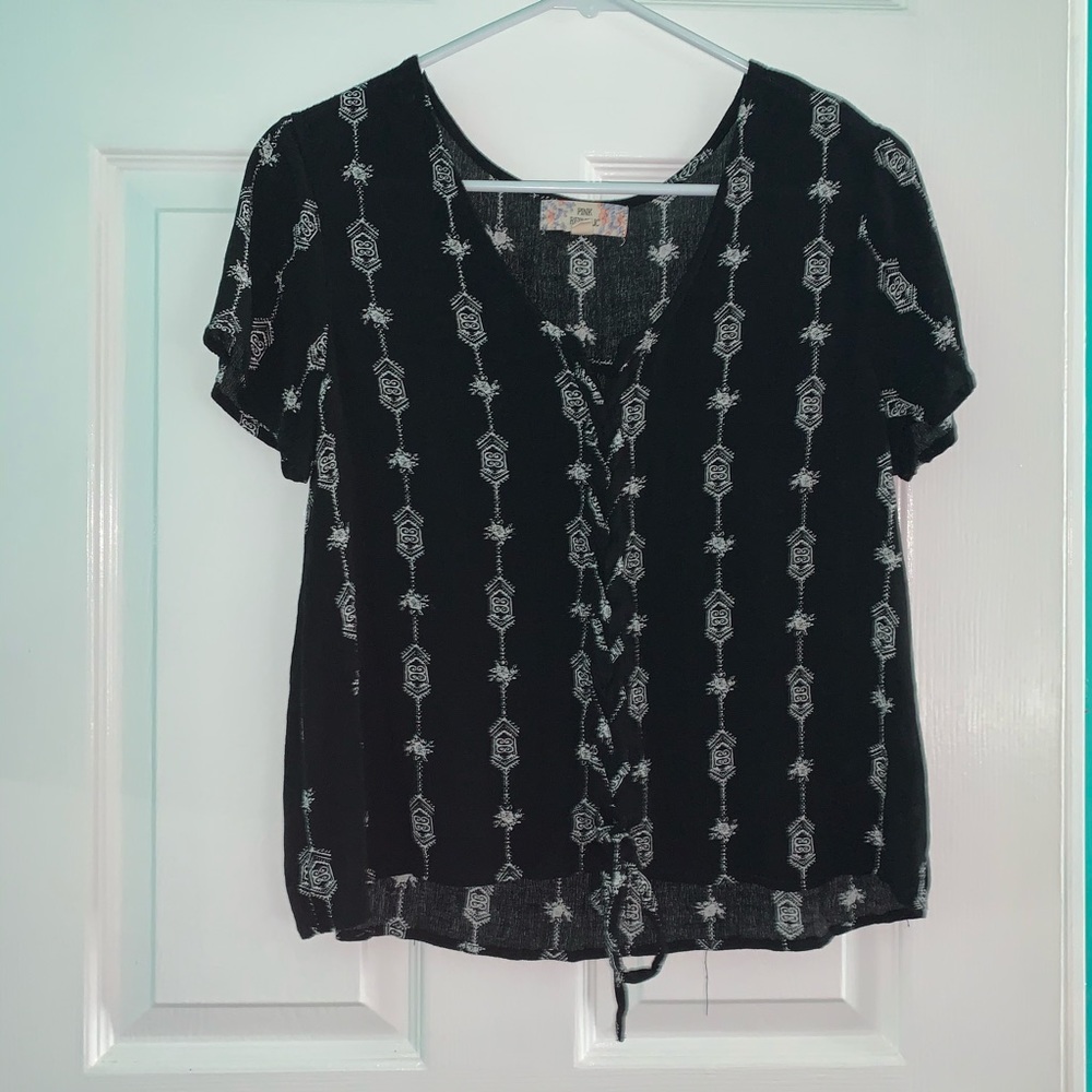 Pink Republic Black + White Blouse